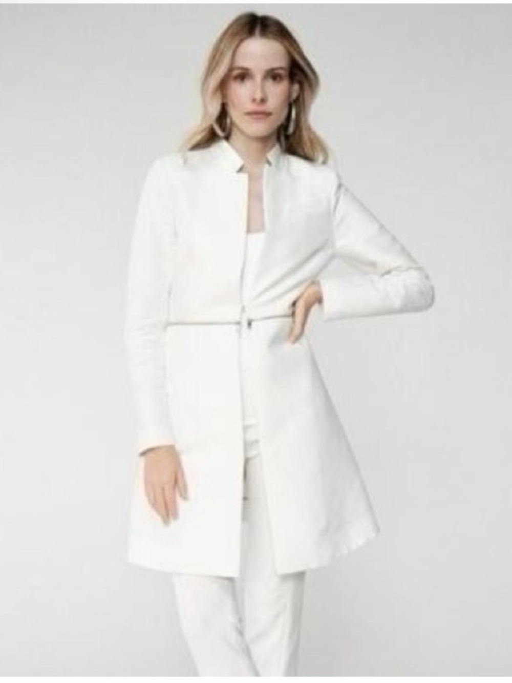 BCBG Maxazaria Arelia Long White Blazer